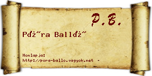 Póra Balló névjegykártya